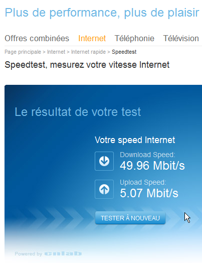 Speed-test UPC-Cablecom 13h21